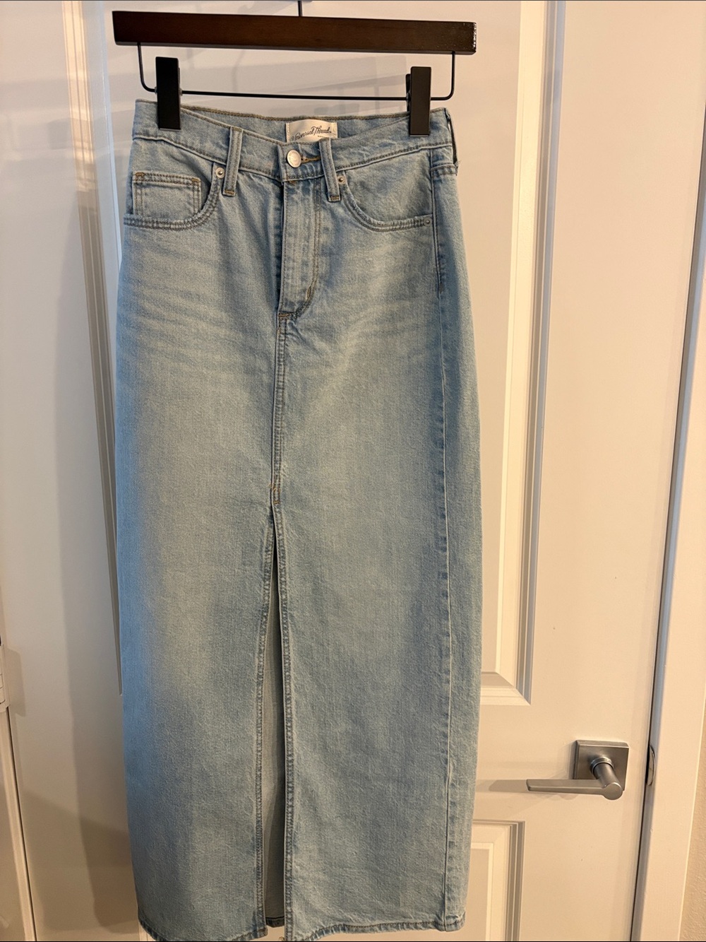 Universal Thread Light Blue Straight Denim Skirt with Front Slit